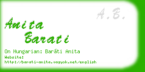 anita barati business card