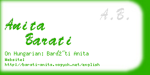 anita barati business card